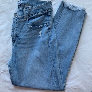 Cropped destructed high rise crop jeans